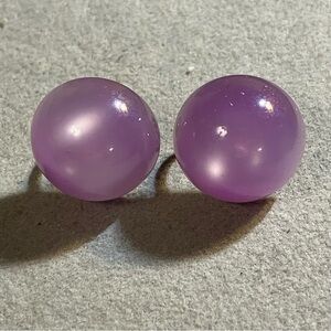 Vintage Lavender Purple Lucite Moon Glow Screw Back Earrings